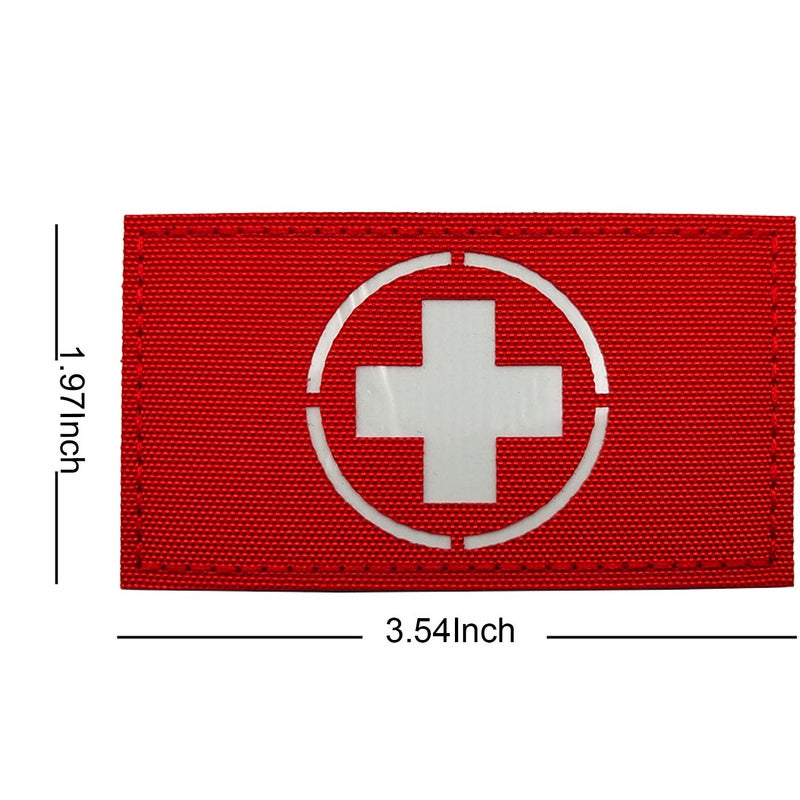 ODSP Glow in Dark Medic Cross First Aid Patches, Tactica Military Combat Armband Badges with Hook and Loop Fastener Backing, 3.54 x 1.97 Inch, 2 Pieces - Image 4